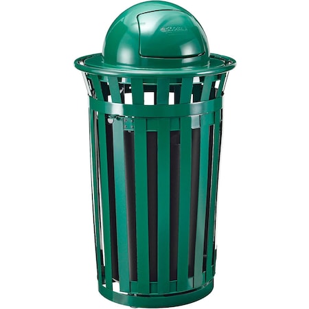 Global Industrial Round Outdoor Can, Green, Steel 261945GN